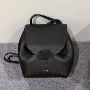 Polene Black Leather Backpack